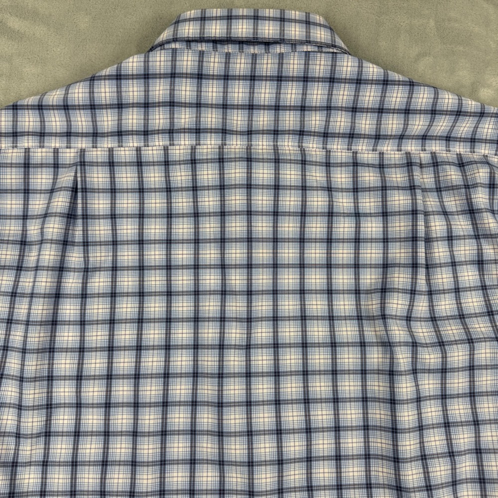 Rugby University Men's Blue White Plaid Stretch Long Sleeve Button Down Shirt XL - Picture 5 of 9